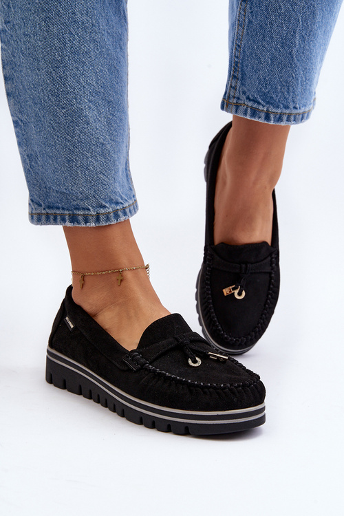 Women's Black Platform Moccasins Railav