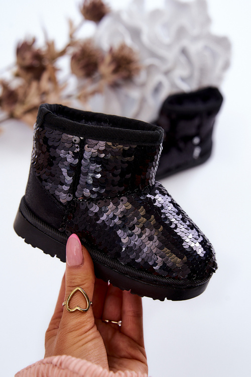 Children's Insulated Snow Boots With Sequins Black Shard