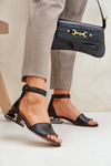 Leather Sandals On Silver Heel Laura Messi 2143 Black