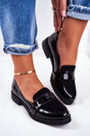 Women's Moccasins Leather Lacquered Black Nicole 2589