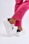 Women's Leather Sneakers with Bear White Mirven