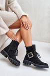 Zazoo 2951 Suede Ankle Boots With Decorative Buckle Black
