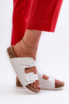 Women's Cork Platform Sandals With Buckles White Wedges