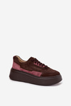 Women's Sneakers Made of Genuine Suede on Platform Zazoo N1265S3 Chocolate