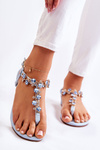 Comfortable Women's Sandals Flip-Flops With Ornaments Blue Briven