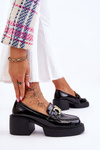 Fashionable Brogues Pumps On Massive Heels Black Imani
