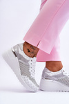 Buty Sportowe Damskie Skóra Ażurowe Białe Virginia