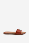 Women's sandals with eco leather decoration on flat heel brown Sadria