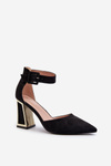 Black Suede Pumps with Block Heel Lodho
