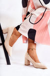 Classic Suede Pumps On A Heel Beige Lency