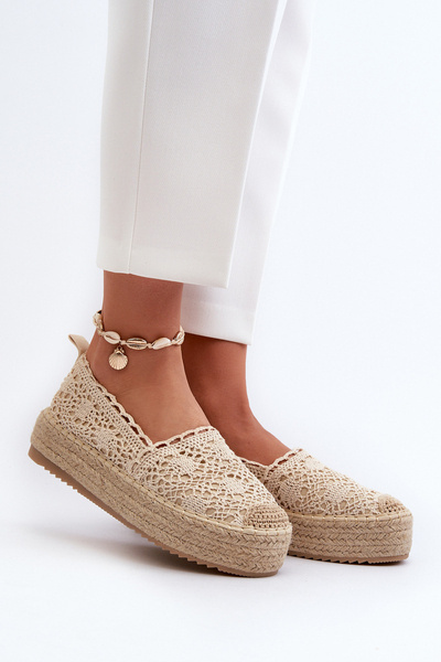 Women's Lace Platform Espadrilles Beige Elarose