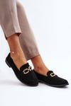 Black Women's Suede Moccasins With Flat Heel Misal