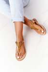 Sandals Flip-Flops With Jewelery Stones Lu Boo Golden