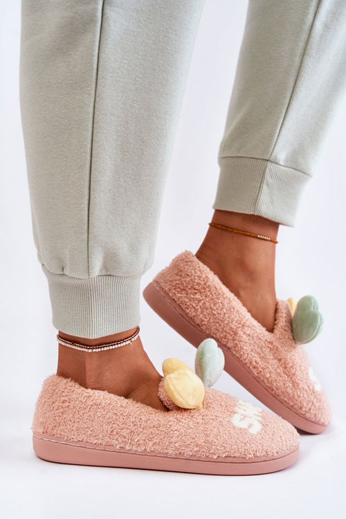 Women's Slippers With Hearts Pink Alasca