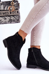 Women's Suede Flat Heel Boots Black Liana