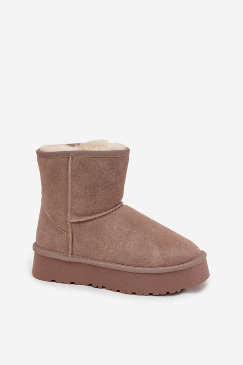Women's Snow Boots Made of Natural Suede on Platform Beige Privine