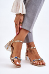Women's Sandals On High Heels With Crystals Gold Esma 