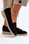 Black Women's Suede Moccasins with Flat Heel Zazoo 3420