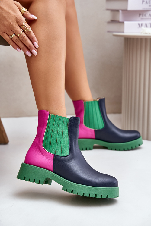 Slip-on Women Boots Flat Heel Leather Lewski 3611 Multicolor