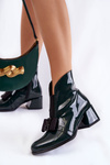 Lacquered Boots On High Heels With A Decorative Bow green Hallie