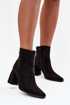 Women's Block Heel Boots Made of Eco Suede Black Inessa