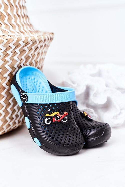 Children's Foam Slippers Crocs Black-Blue Oliver