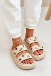 Women's Foam Slippers With Decorations Beige Ravanala
