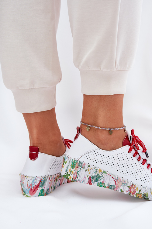 Ladies Leather Wedge Shoes Artiker 56C1799 White-Silver