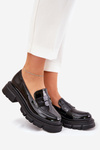 Ladies Patent Moccasins Black Elearionna