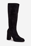 Women's Boots with Stitching on Block Heel Black Brivana