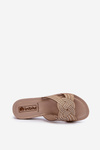 Comfortable women's flip-flops with zircons Inblu BV000037 beige
