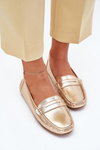 Ladies Eco Leather Moccasins Gold Lenvie