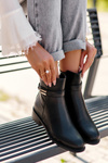 Women's Leather Boots With Straps Black Minks