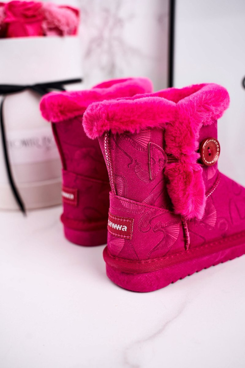 Children's Snow Boots With Fur And Button Fuchsia Kawai