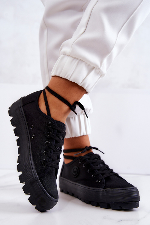 Trampki Damskie Na Platformie BIG STAR Czarne JJ274489