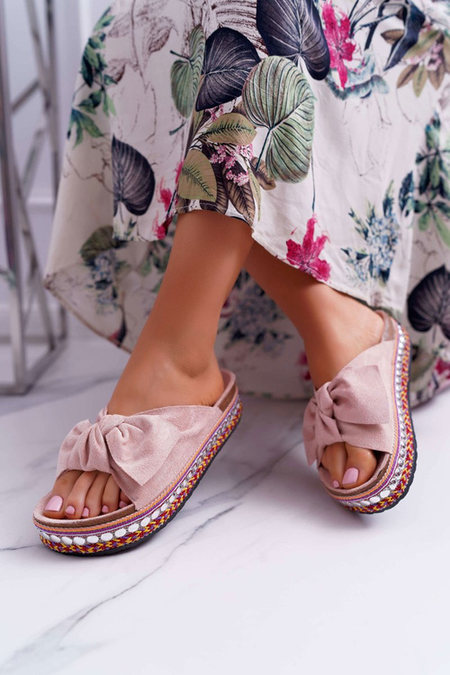 Women's Flip-Flops With Doodles Thick Soles Pink Milady