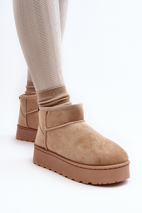 Women's Snow Boots On Platform With Furry Lining Beige Xamella