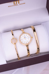 Michael John Set Gold Watch Two Bracelets