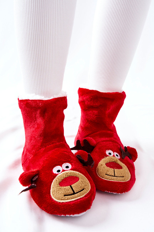 Christmas Warming Slippers Reindeer Red