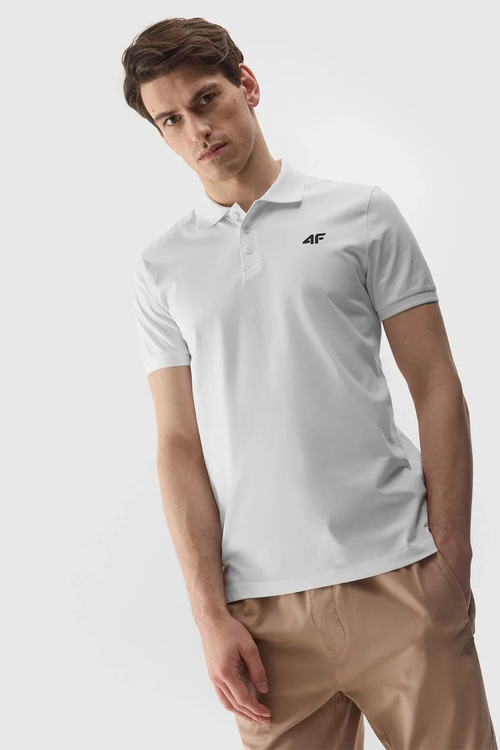 Męska Koszulka Polo Regular Z Logo 4F 4FWMM00TPTSM316-10S Biała