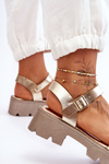 Women's Leather Sandals With Embellishment Gold Emori