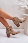 Perforated Suede Ankle Boots Beige Lewski Shoes 3170/2
