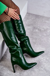 Leather Boots On A Stiletto Green Rissa