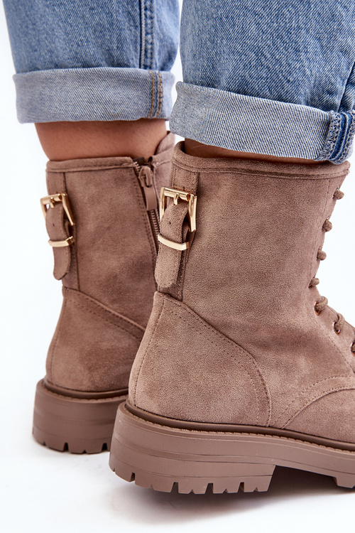 Women's Zip-Up Booties Dark Beige Ninsuni