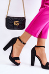 Suede Sandals On Heel Black Spectacular