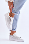 Classic Sports Shoes With Openwork Pattern White-Silver Happier
