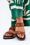 Ladies Smooth Platform Sandals With Straps And Buckles Camel Ziferte