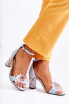 Leather Sandals On A Bar With Crystals Blue Velinda