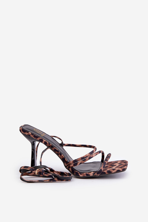 Stylish high heel sandals with straps leopard brown Saredi
