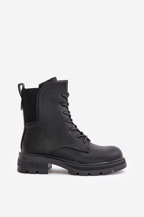 Insulated Worker Boots with Zipper Black Leairae